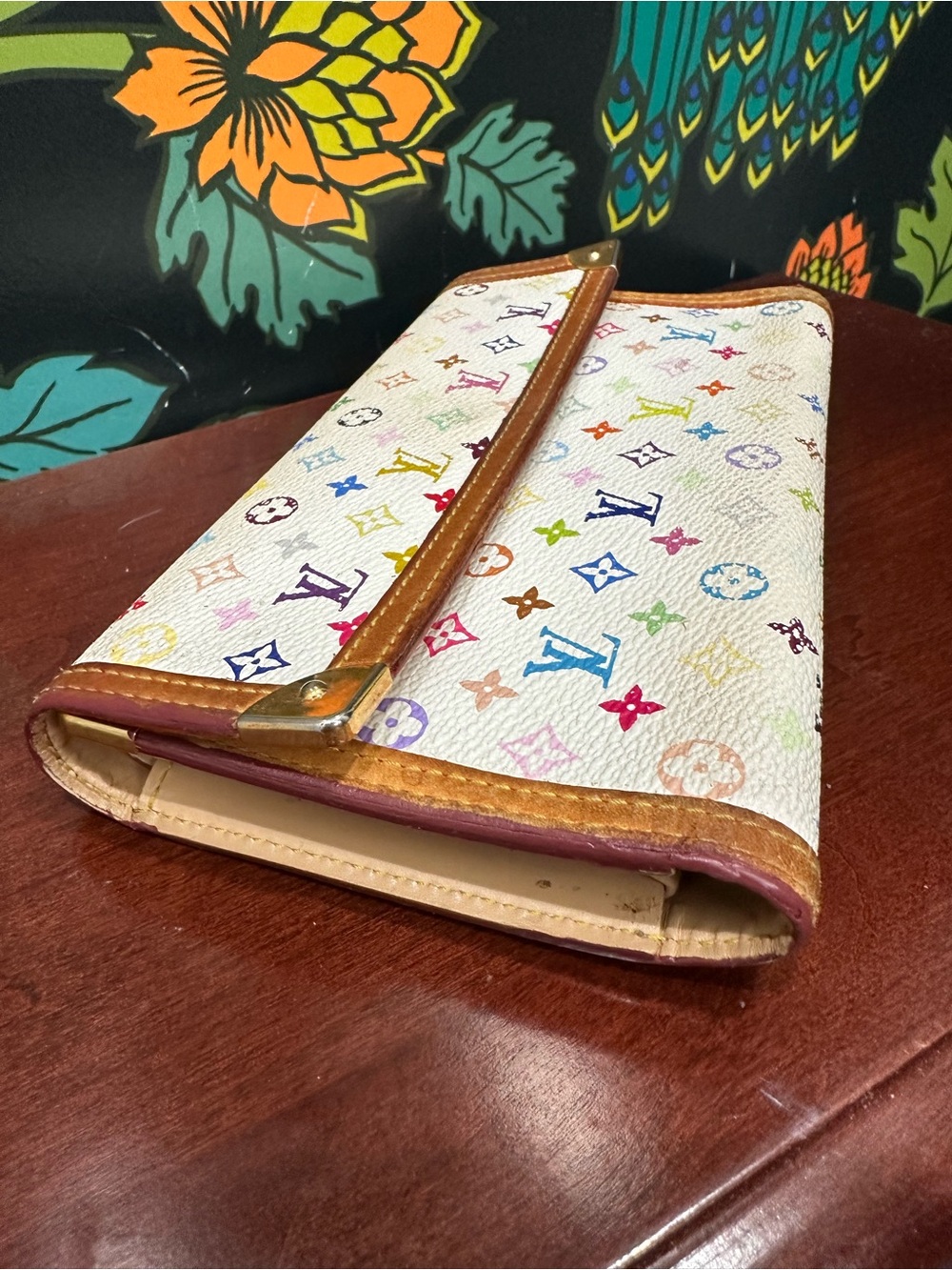 Louis Vuitton Multicolore Murakami Monogram White Canvas Trifold Wallet - Picture 2 of 2
